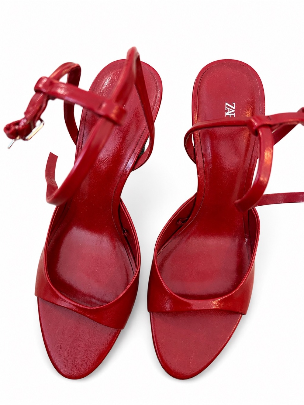Red Leather Ankle-Strap Women's Sandals